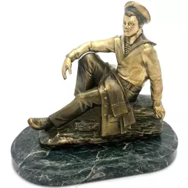 Bronze statuette and serpentine "Sailor"